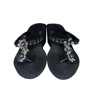 BCBG Y2K Black Wedge Sandals Women's Size 9 (Good)